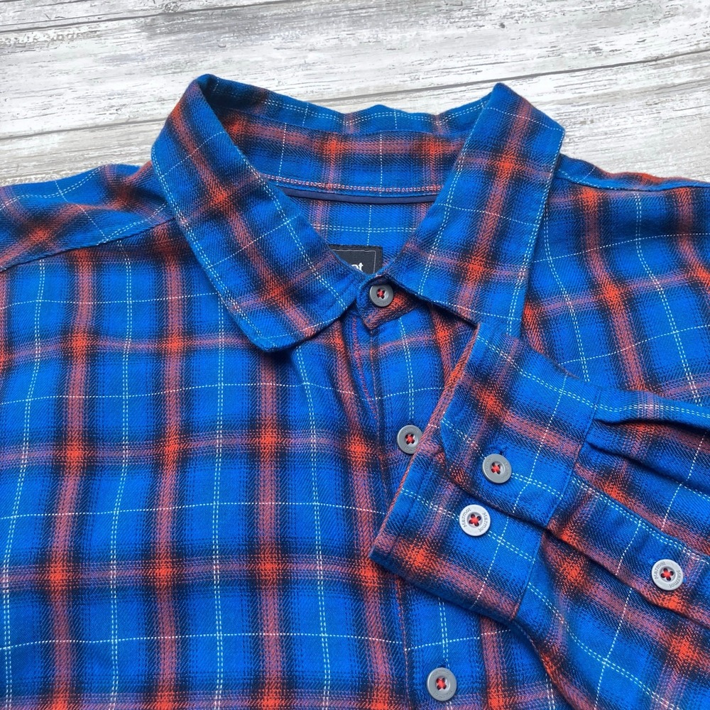 Marmot Plaid Button Down Shirt XXL Blue‎ Orange Gently Used Outdoor C50770